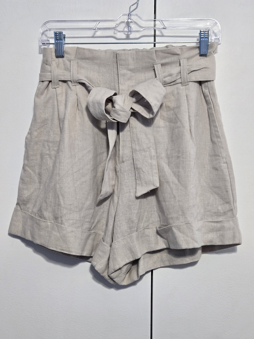 Abercrombie & Fitch Linen Blend Paperbag Tie Waist Shorts Medium